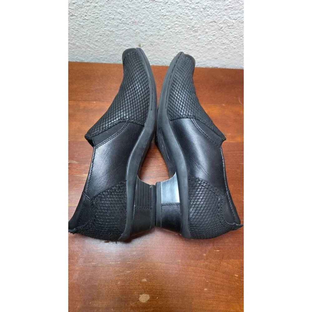 Earth Dorado Leather & Mesh Black Slip-On Shoes‎ Grunge Goth Work Size 8B